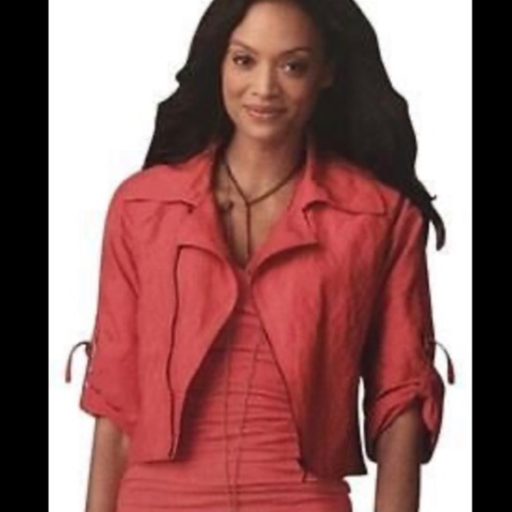 CAbi Pink Coral Asymmetrical Lightweight Jacket